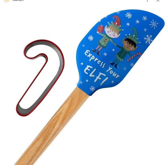 HOLIDAY TIME Spatulas & Candy Cane Cookie Cutter Set Elves Beechwood Handle NWT - Picture 3 of 3